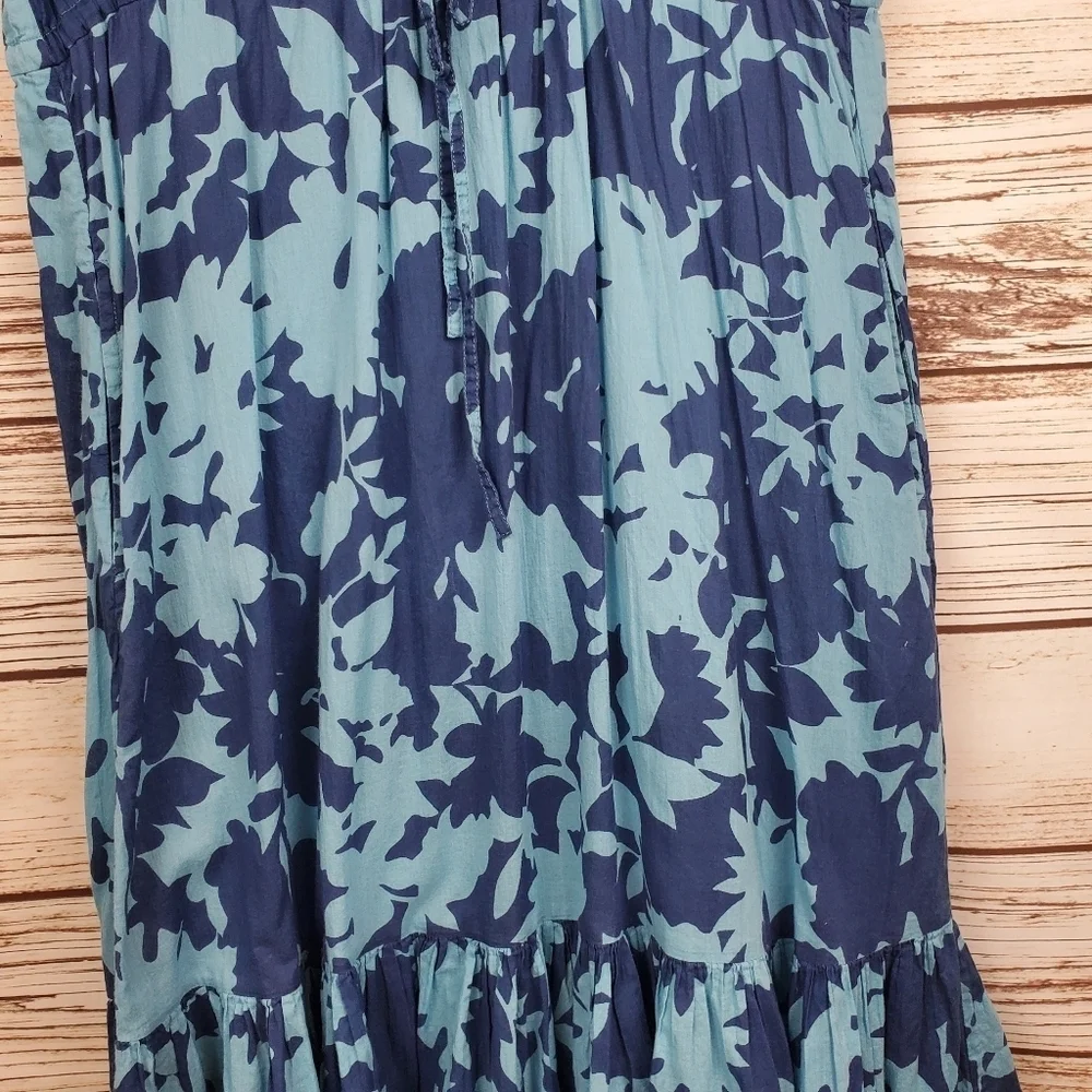 Olivis James The Label Medium "Delia" Night Shadow Blue Ruffle Midi Dress #119 - Picture 5 of 12